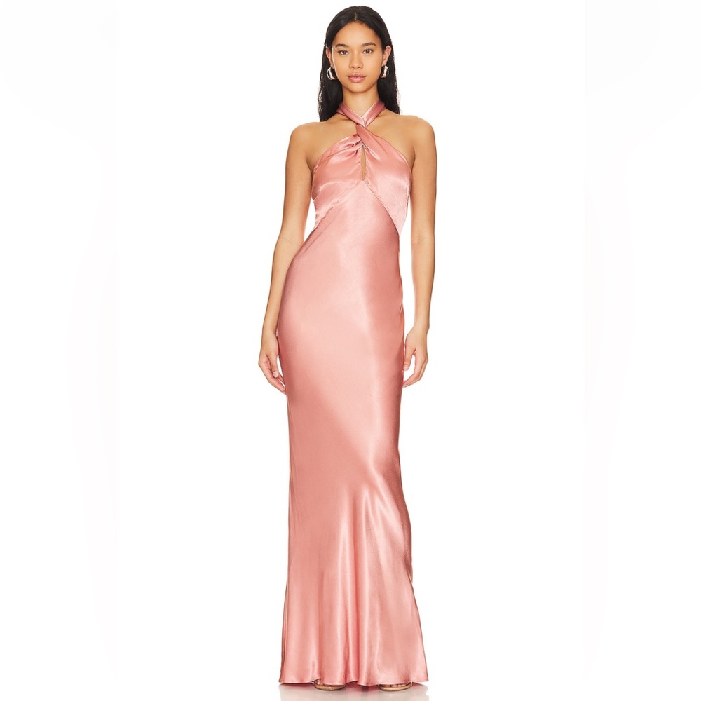 Shona Joy LA LUNE HIGH NECK TWIST MAXI DRESS Antique Rose size 6 worn once